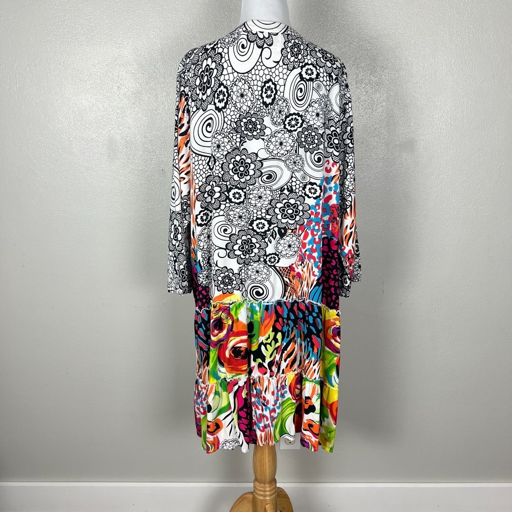 Parsley & Sage Dress Womens XL Colorful Floral Patchwork Swing Boho Button Eliza - Picture 8 of 13